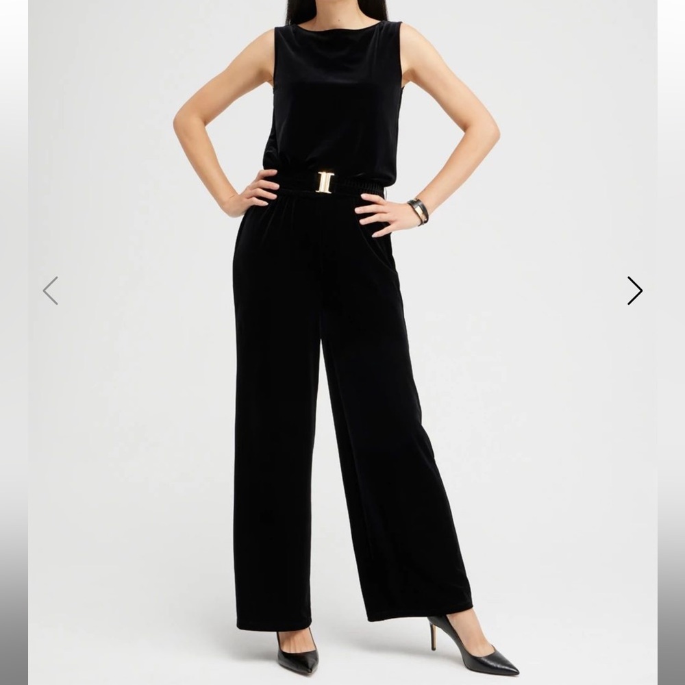 New Chico's Travelers Black Sleeveless Belted‎ Jumpsuit